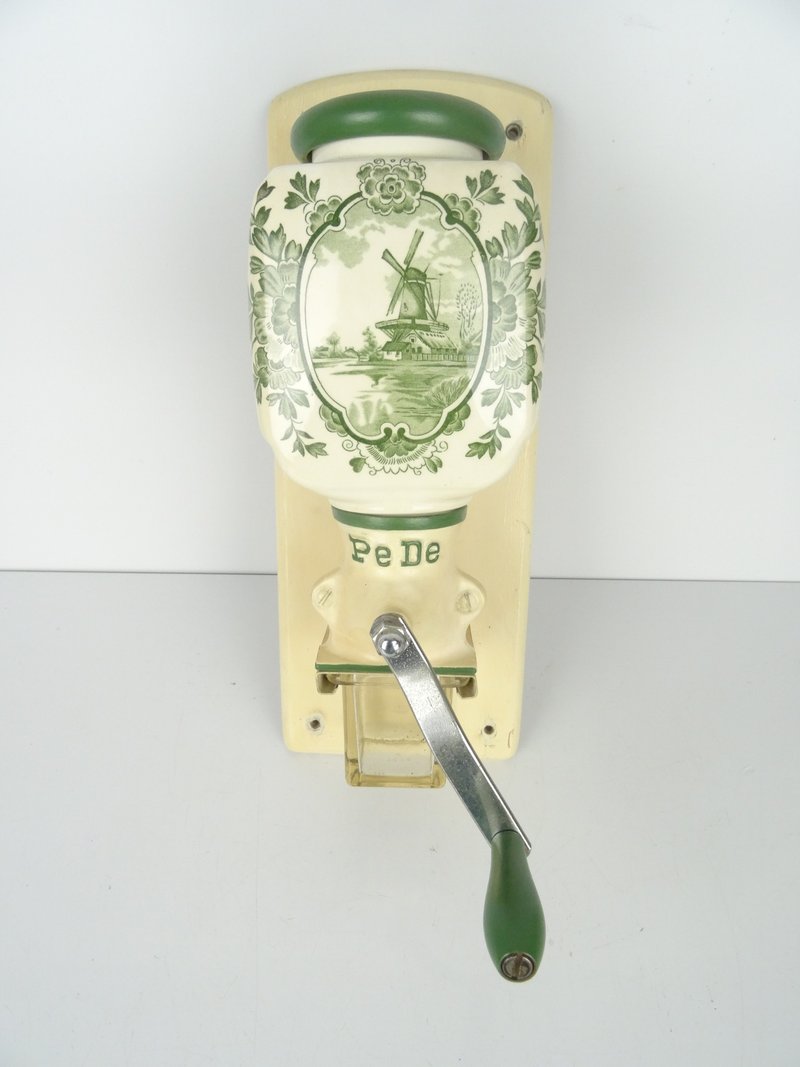 Vintage Dutch Pede Zassenhaus Coffee Grinder – Green Antique Manual Delft Mill - 咖啡壺/手沖壺 - 其他材質 綠色