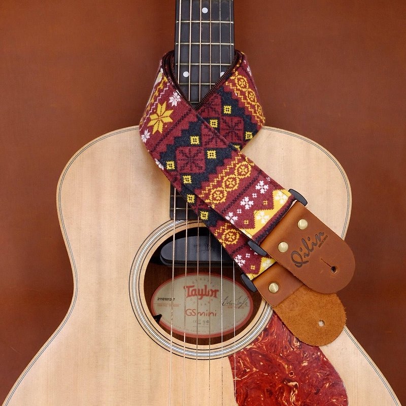 Red Himalaya Guitar Strap - Guitars & Music Instruments - Genuine Leather Red