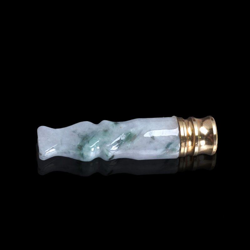 飄綠花翡翠煙斗 | 天然緬甸玉A貨翡翠 | 送禮 - 其他 - 玉石 多色