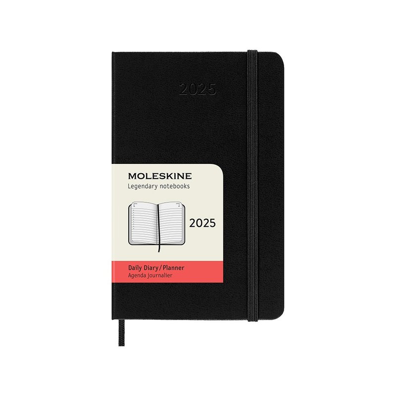 MOLESKINE 2025 Diary 12M Hard Case-Pocket Black Hot Stamping Service - สมุดบันทึก/สมุดปฏิทิน - กระดาษ สีดำ