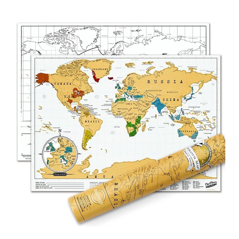 World Scratch Map Gold Travel Edition - โปสเตอร์ - กระดาษ สีทอง