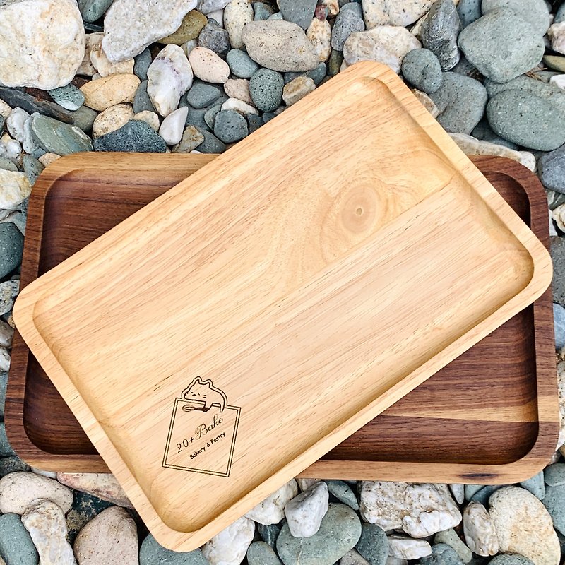 Personalized customized log solid wood tray food plate dinner plate wedding entry gift - Serving Trays & Cutting Boards - Wood 