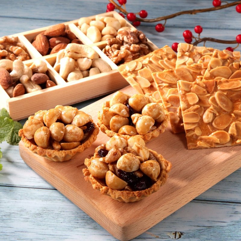 [Crazy Nuts] Nut Tart + Almond Tiles Comprehensive Gift Box Set with Carry Bag is the first choice for New Year gifts - Handmade Cookies - Fresh Ingredients Orange