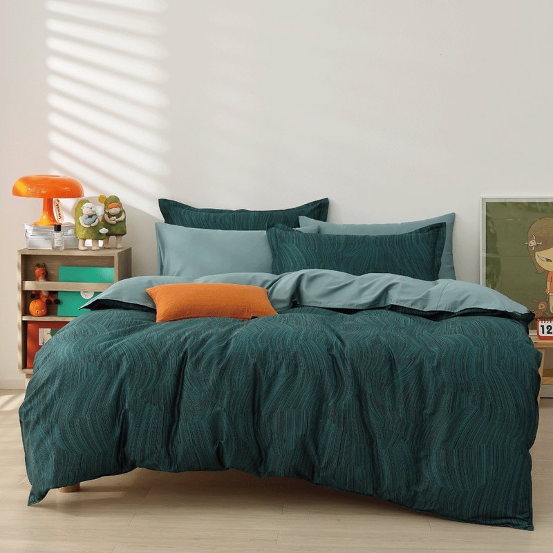 好關係 HAOKUANXI | 山稜之線-純境長纖棉床包被套枕套組 - 寢具/床包 - 環保材質 綠色