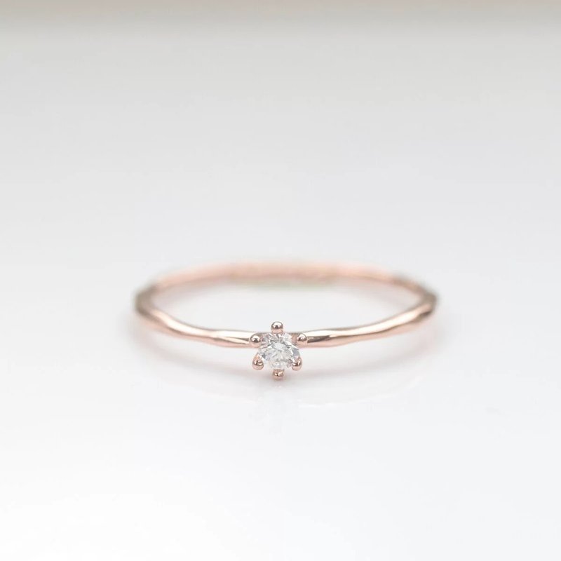 14K Flower Diamond Ring 小花鑽石戒指 (0.05 ct)洗澡免摘  流汗 - 戒指 - 貴金屬 金色