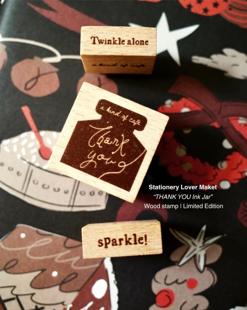 【什物】聖誕手帳文字小章 - 印章/印台 - 木頭 咖啡色