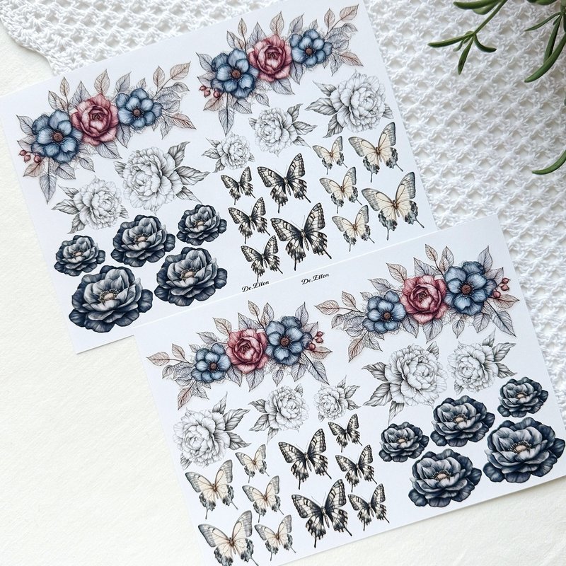 A537 - Vintage flower journal - 貼紙 - 紙 