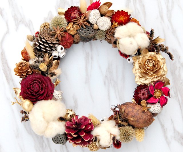 鮮やかなドライ フルーツ リース - 不滅のドライ リースの秋