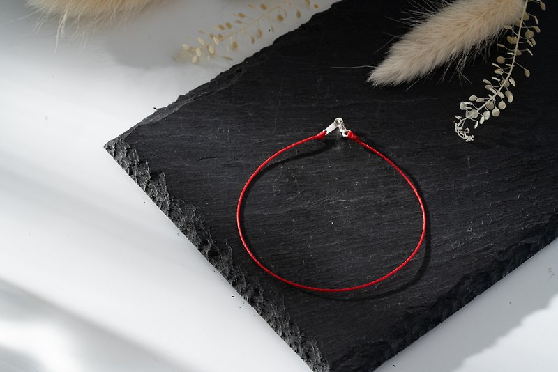 -Sterling silver/Customized/Handmade very fine lucky rope/| Charlene praying Wax thread bracelet| - Bracelets - Sterling Silver Red