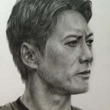 【管GO1033】真作 柳田補 T.yana 鉛筆画 女性画 人物画 額装 500x0.jpg