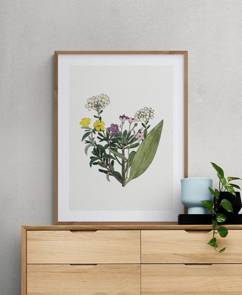 Christmas Gift WrappingBotanic art print, Poster art for interior decoration Rom - 海報/掛畫/掛布 - 紙 紫色