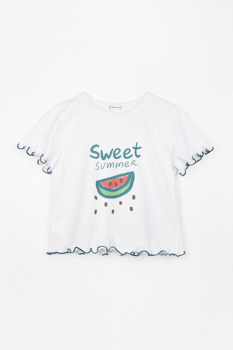 Summer watermelon curl T - อื่นๆ - ผ้าฝ้าย/ผ้าลินิน ขาว