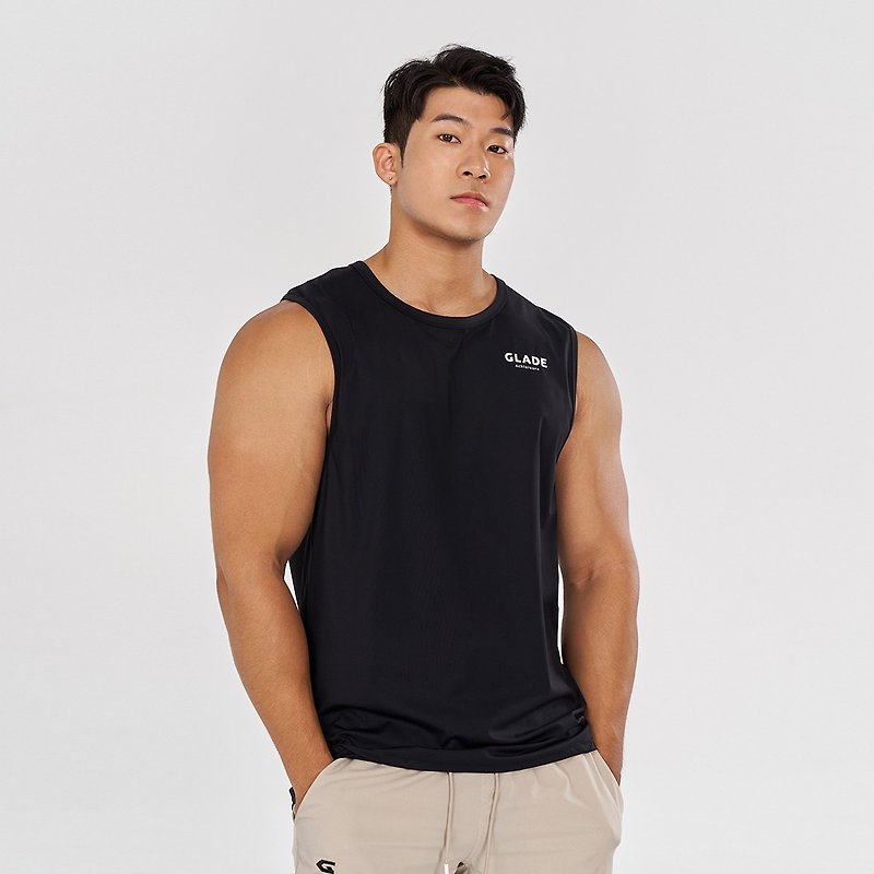 【GLADE.】Stretch functional training vest (black) - Men's Sportswear Tops - Nylon Black