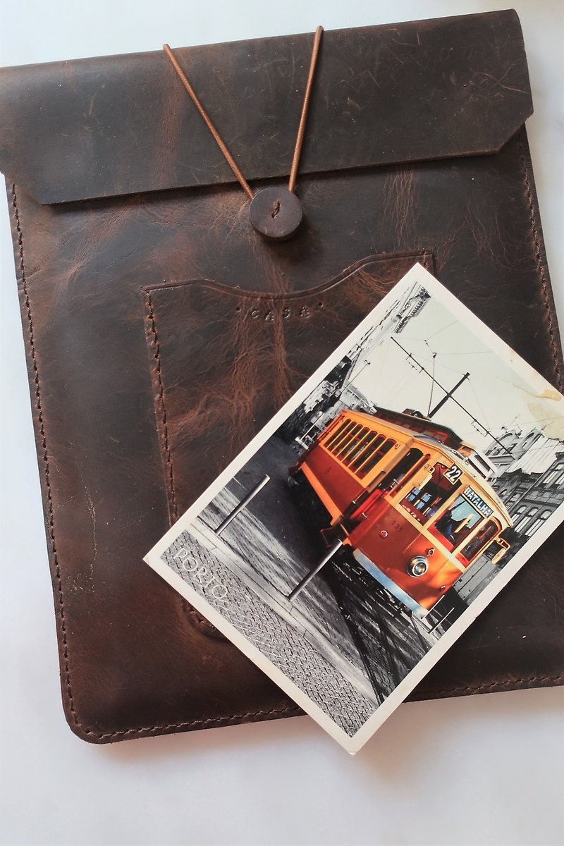 Hand-stitched envelope bag shape leather tablet case / leather computer bag - Laptop Bags - Genuine Leather 