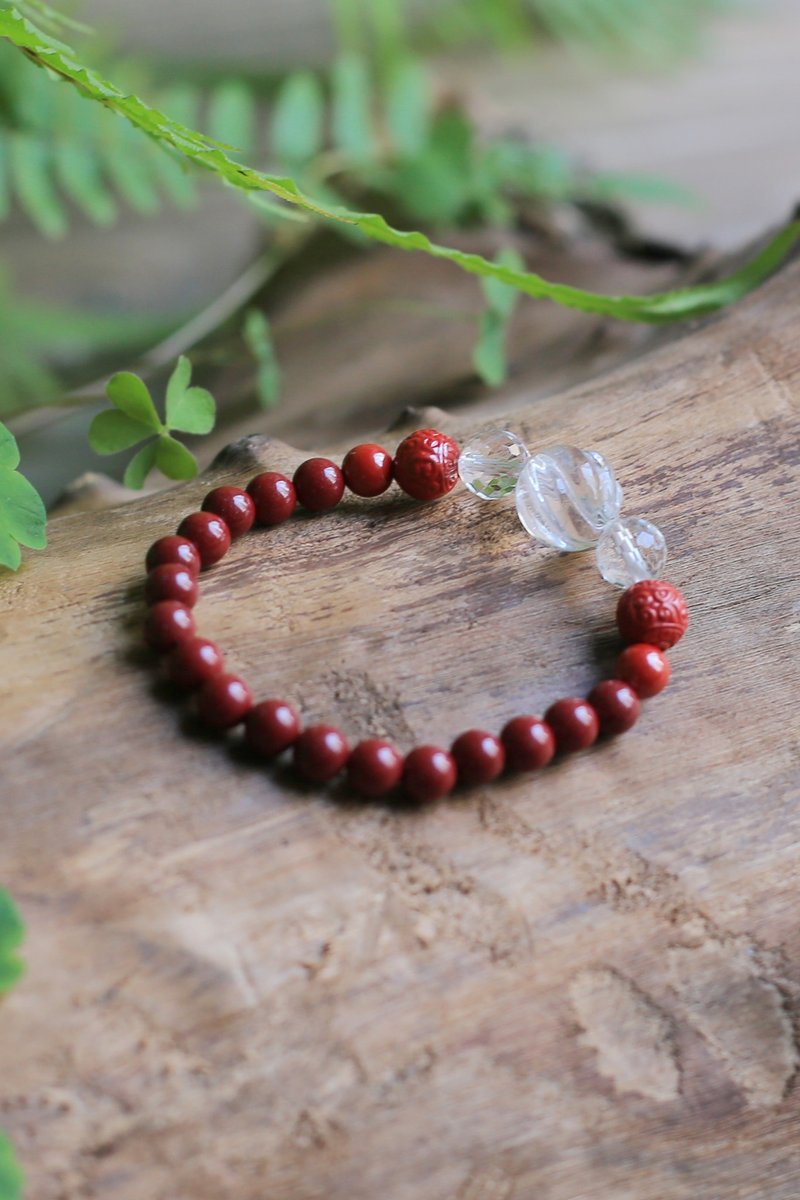 Spring and Autumn Handmade | High Content Cinnabar + Crystal Bracelet | Zodiac Year Couples - Bracelets - Crystal 