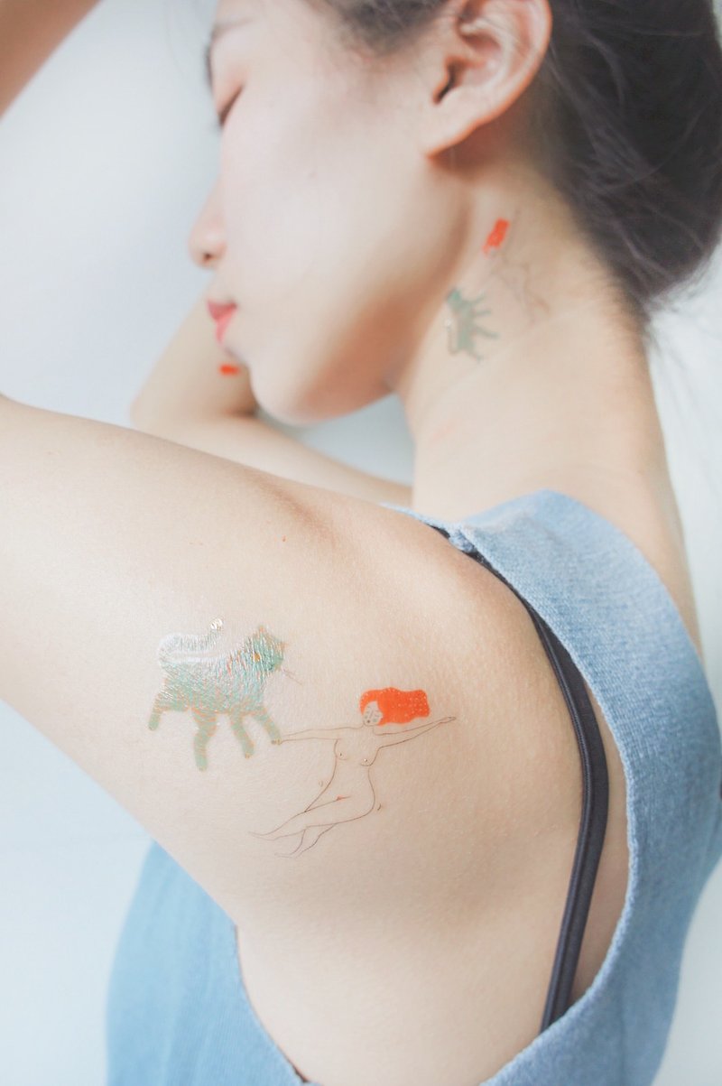 夏娃的魔法樂園-2入紋身貼紙 原創手繪設計 - Temporary Tattoos - Paper Multicolor