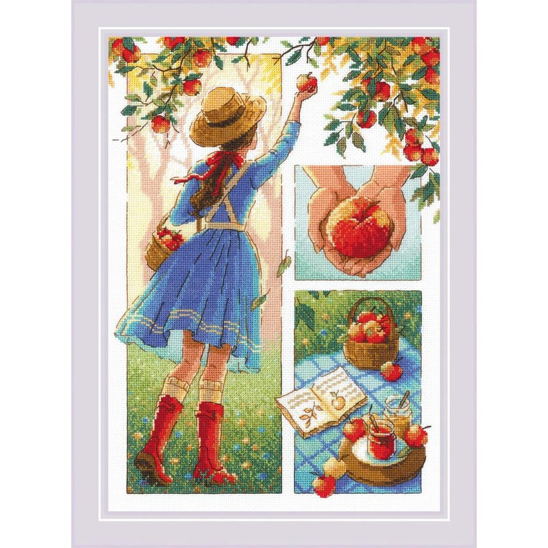 2201- RIOLIS Cross Stitch Material Pack- Apple Day - Knitting, Embroidery, Felted Wool & Sewing - Other Materials 