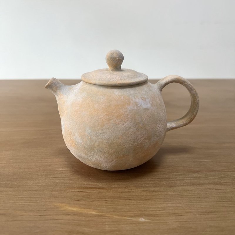 Gentle pink-orange pottery hand-kneaded teapot - ถ้วย - ดินเผา สีส้ม