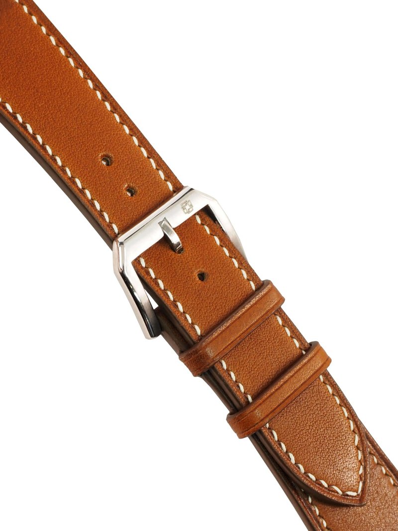 Handmade APPLEWATCH strap (BARENIA French calfskin | golden brown) - Watchbands - Genuine Leather Brown