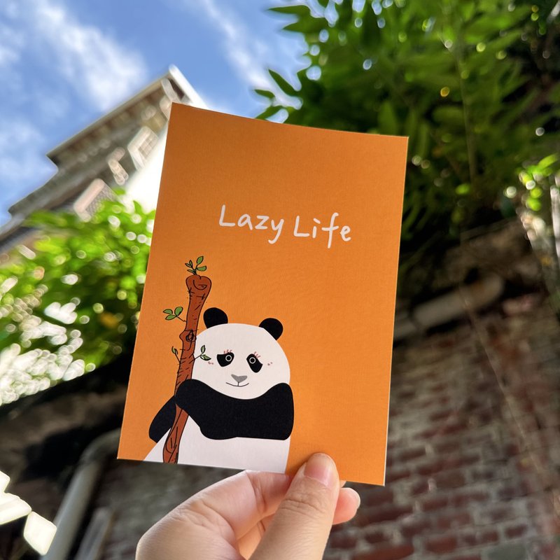 Daily a HA postcard/card Power Panda Q Lazy Life (Orange) - Cards & Postcards - Paper Orange