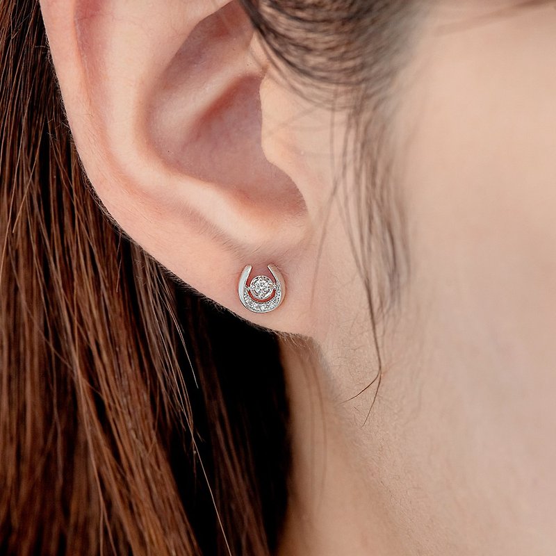 京華鑽石 鑽石耳環 18K 共0.07克拉 Unique U獨特的妳 - 耳環/耳夾 - 鑽石 