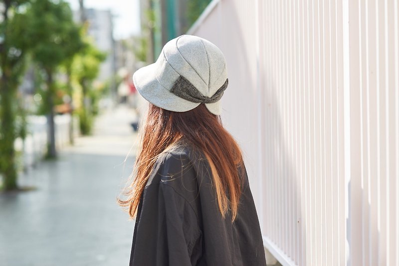 聚酯纖維 帽子 灰色 - Ladies Winter Sun Hat with Ribbon, UV Sun Protection, Designed in Japan
