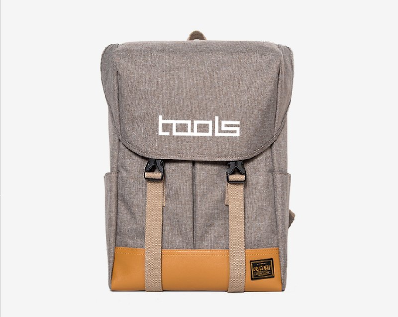 College Backpack - กระเป๋าเป้สะพายหลัง - เส้นใยสังเคราะห์ สีกากี