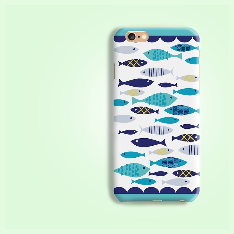 iPhone 4 4​​S 5 5S SE 6 6S 7プラスサムスンギャラクシーS6 S7エッジの青魚の魚幾何学模様のマットハードシェル保護シェル携帯電話のシェル保護カバーHTC LGネクサスHTGNP07に注意してください。 - スマホケース - プラスチック 多色
