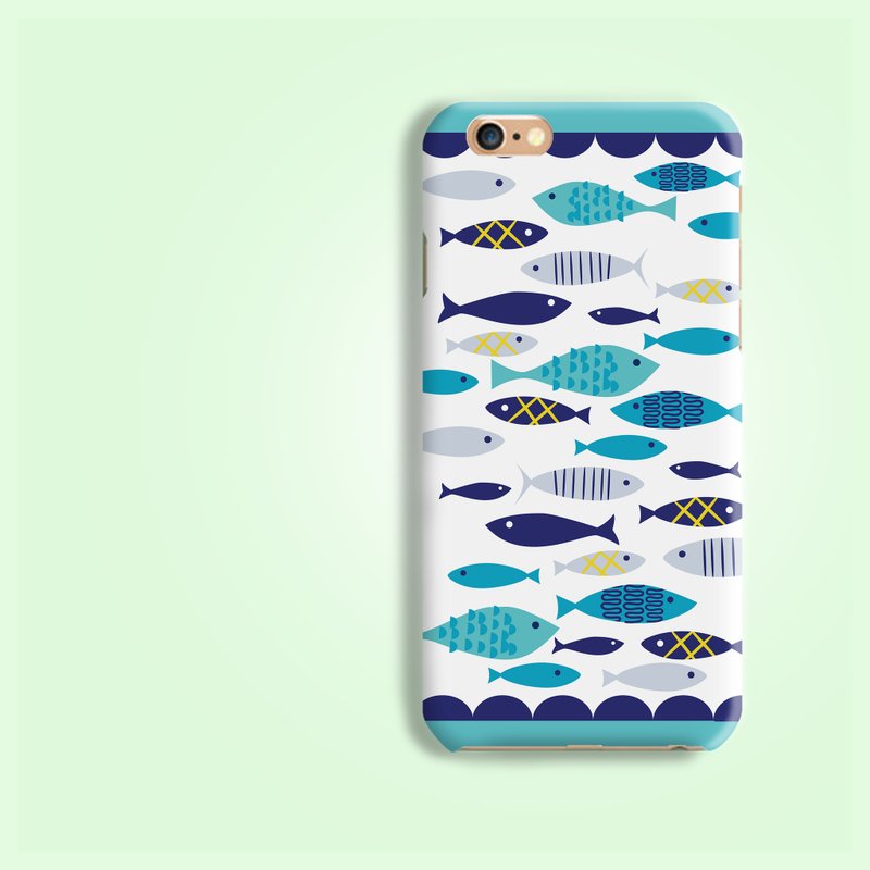 Blue fish AOP pattern rigid hard Phone Case Cover  for iPhone 4 4S 5 5S SE 6 6S 7 Plus Samsung Galaxy S6 S7 edge Note HTC LG Nexus HTGNP07 - Phone Cases - Plastic Multicolor