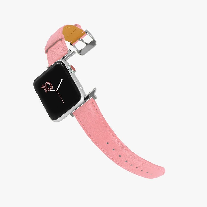Italian Chèvre Leather Apple Watch Bands (for Series 1 2 3 4 5 6 SE) - Rose - สายนาฬิกา - หนังแท้ สึชมพู