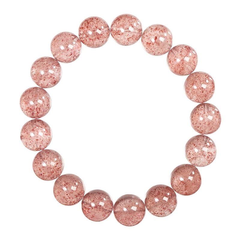 【正佳珠寶】草莓晶 高品白淨透體草莓晶 11.8-12.3mm 草莓晶手珠 - 手鍊/手環 - 半寶石 多色