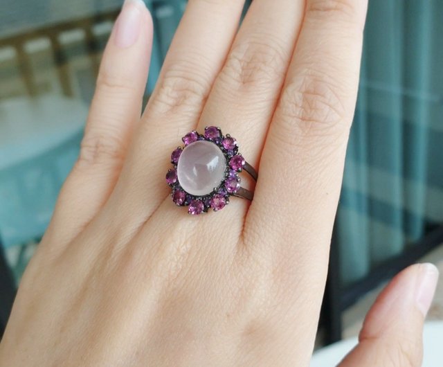 Amethyst and deals rose quartz ring