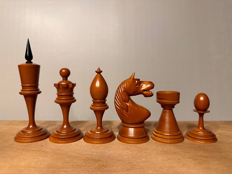 ソビエト/ロシアのチェスセット 1925-1930 (レプリカ) - ボードゲーム・玩具 - 木製 ブラック
