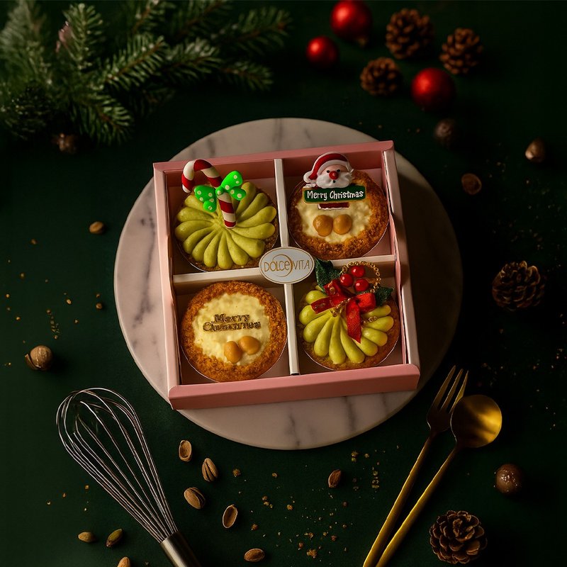 聖誕限定|堅果四入塔(三吋)聖誕節交換禮物 - 蛋糕/甜點 - 新鮮食材 多色