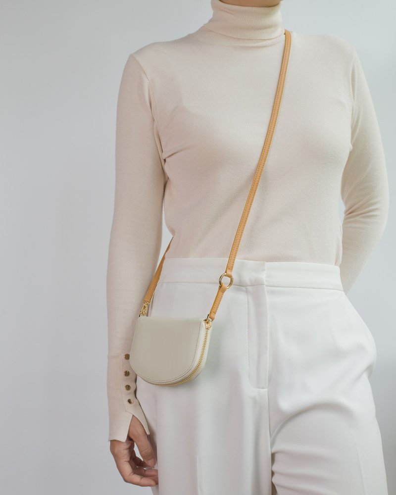 ZIP-AROUND ARCH leather wallet in Cream-tan - 錢包/皮夾/長短夾 - 真皮 白色