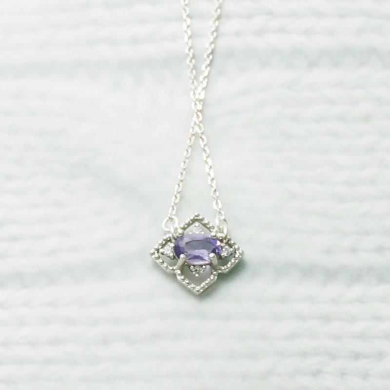 Lavender Amethyst アメジスト Amethyst International 925 Sterling Silver Necklace Light Jewelry - สร้อยคอ - เงินแท้ สีเงิน