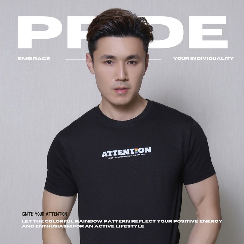 AttentionWear精梳棉重磅T-shirt 彩虹限定款【黑色】│ATTENTION - 男装 T 恤 - 棉．麻 黑色