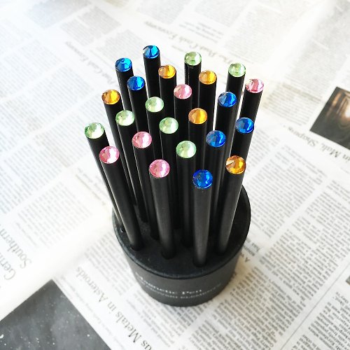 Black Pencil With Swarovski Made in Italy, Gift Idea 