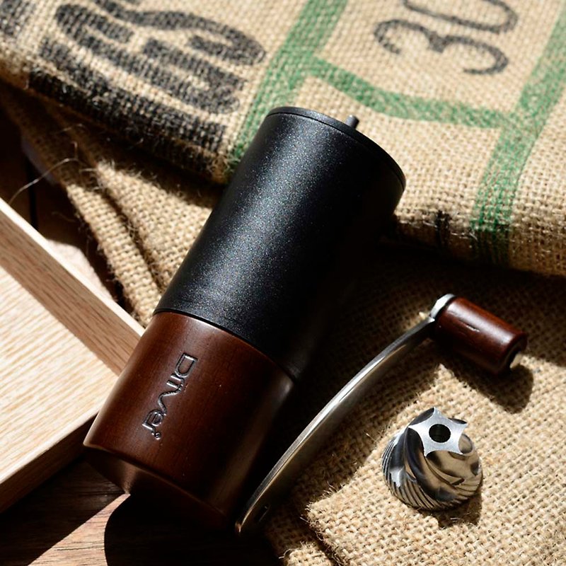 Customizable laser engraving丨Driver solid wood and stainless steel mini grinder - เครื่องทำกาแฟ - สแตนเลส สีดำ