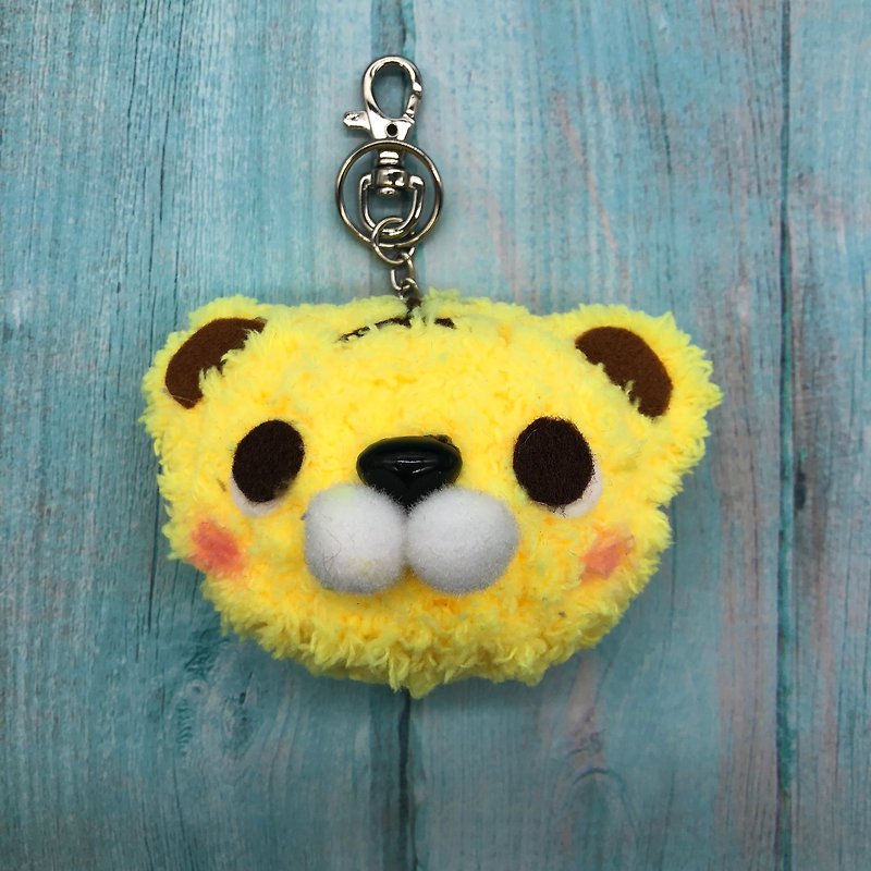 Tiger-Chubby Woolen Animal Key Ring Charm - ที่ห้อยกุญแจ - เส้นใยสังเคราะห์ สีเหลือง
