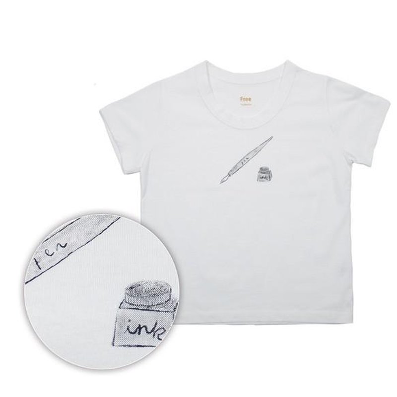 ボディーからオリジナル。お土産・プレゼントに。ペンとインク イラストTシャツ　レディースフリーサイズ 　Tcollector - 女 T 恤 - 棉．麻 白色