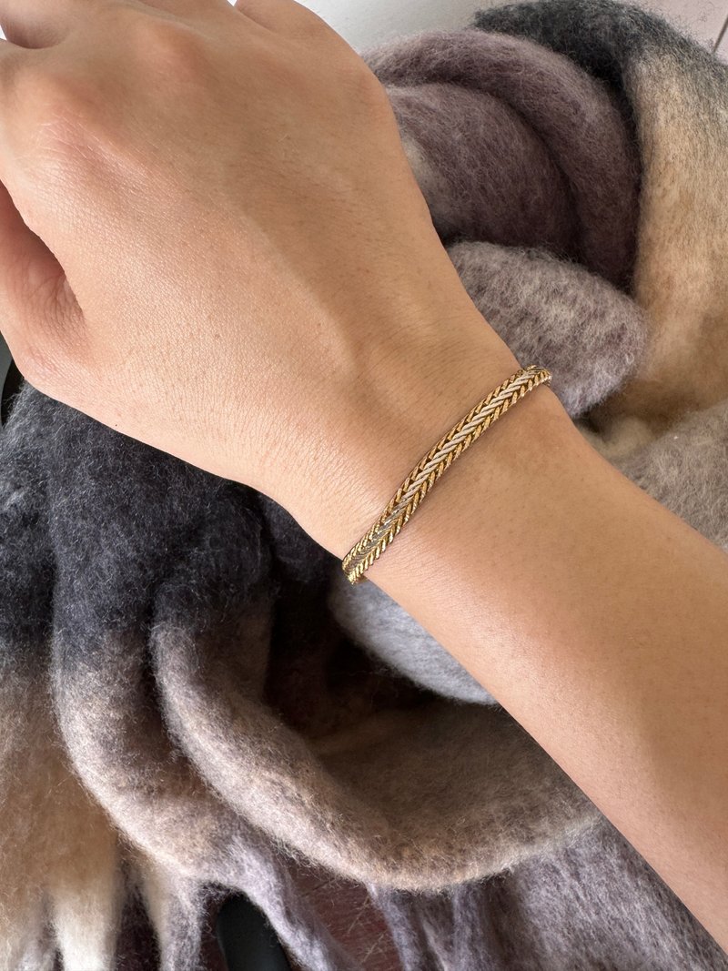 古董金銀雙色扁扁蛇鍊手鍊手環 BR249 - 手鍊/手環 - 其他金屬 金色