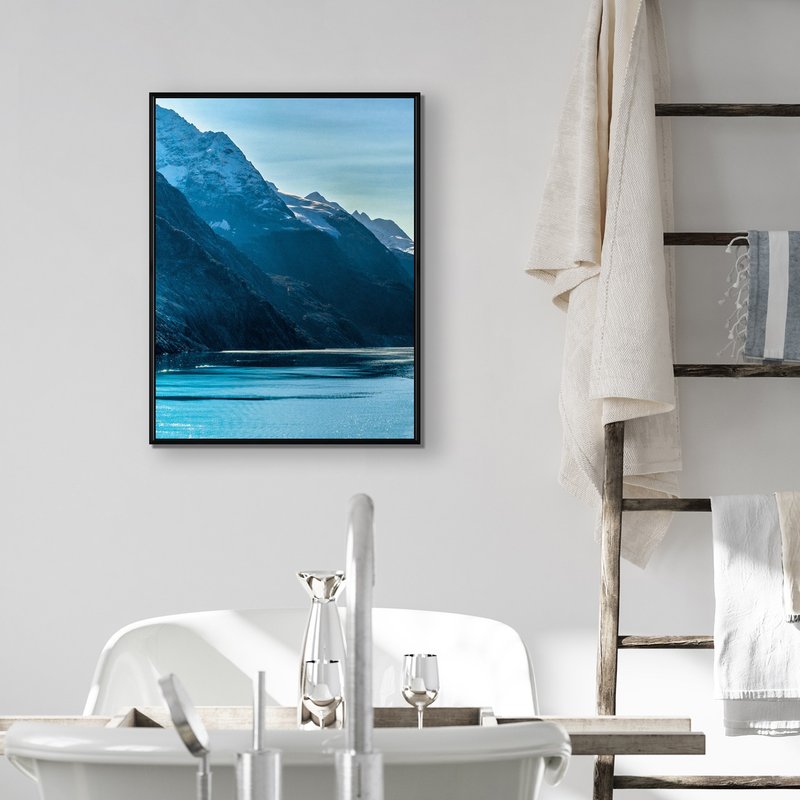 Alaska Whale Journey III - Natural landscape hanging paintings/bathroom hanging paintings/living room hanging paintings/home space - โปสเตอร์ - ผ้าฝ้าย/ผ้าลินิน สีน้ำเงิน