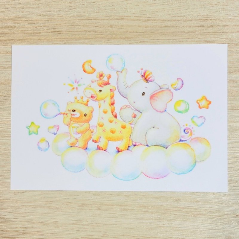 Set of 2 postcards with illustrations of playing with soap bubbles - Cards & Postcards - Paper White