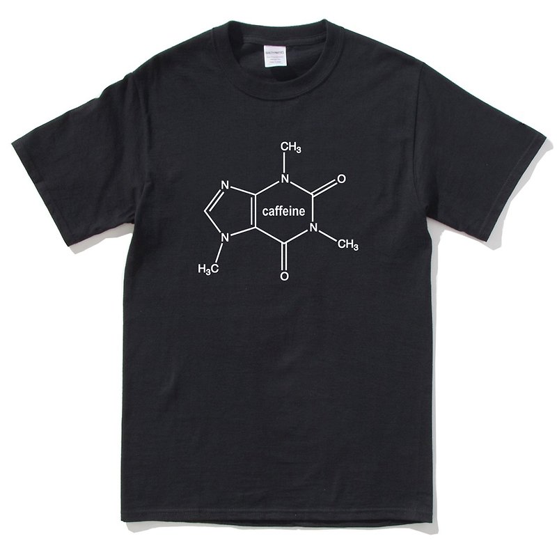 Caffeine Molecule [Spot] Short-sleeved T-shirt Black Caffeine Molecule Art Design Fashionable Text Fashion - เสื้อยืดผู้ชาย - ผ้าฝ้าย/ผ้าลินิน สีดำ