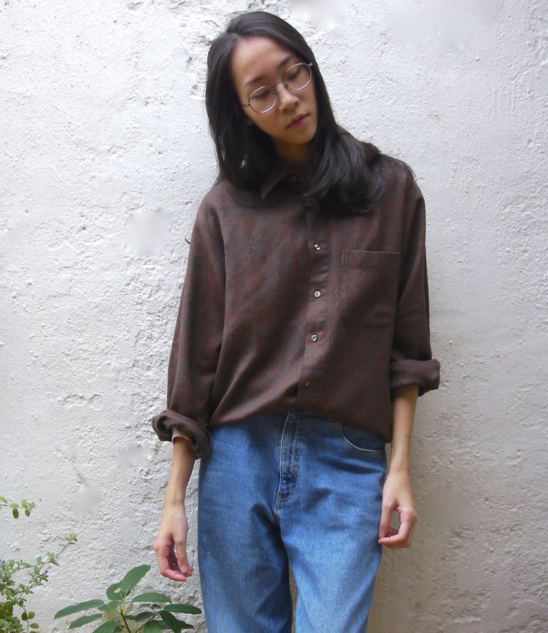 FOAK retro vintage pure wool jacquard shirt - เสื้อเชิ้ตผู้หญิง - ขนแกะ หลากหลายสี