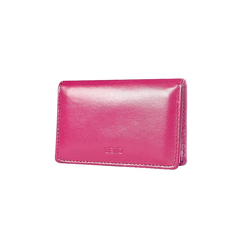 【LIEVO】SHOW - Lambskin Business Card Holder_Peach Peach - Card Holders & Cases - Genuine Leather Pink