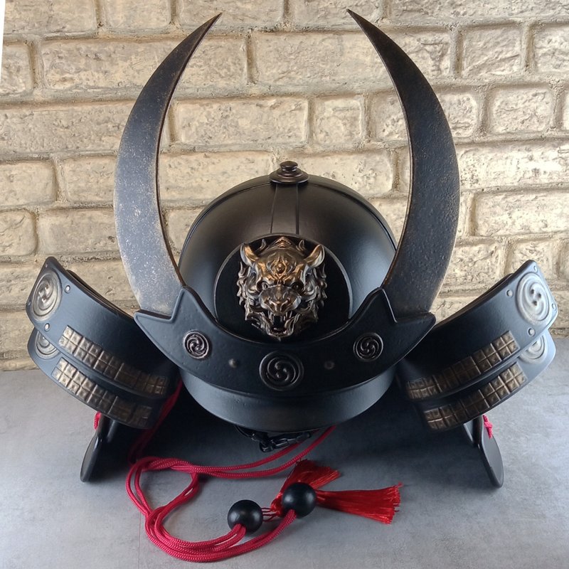 Samurai Helmet Kabuto:Japanese Warrior Armor- Moon Oni Tiger Design - 口罩/口罩收納套 - 塑膠 黑色