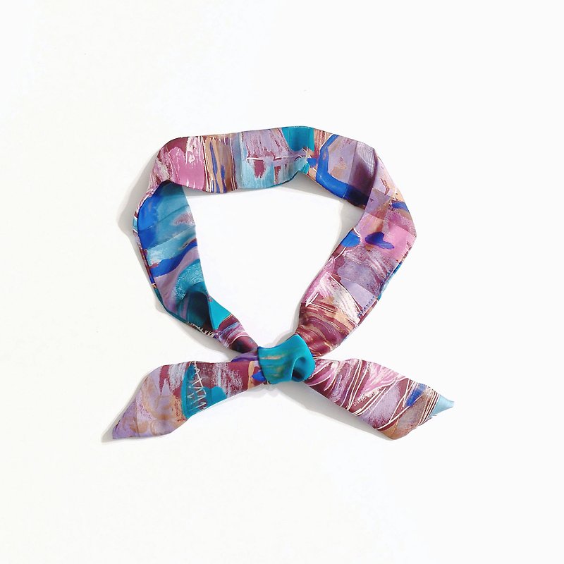 Handmade Hairband Headband scarves scarf - ผ้าพันคอ - ผ้าไหม สีม่วง