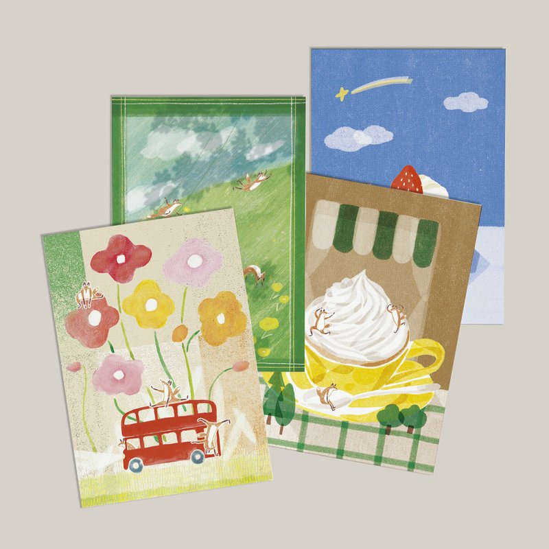 花間夏茶 | 明信片四入組 - 卡片/明信片 - 紙 